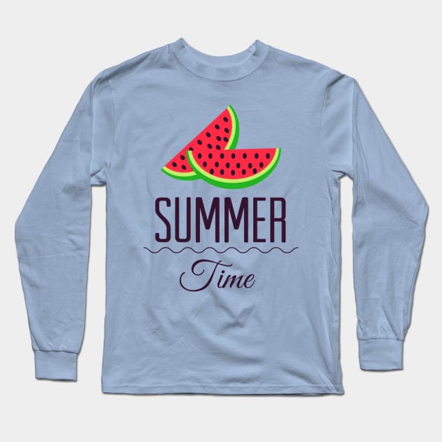 Watermelon, Summer Time Long Sleeve T-Shirt by MinnieWilks